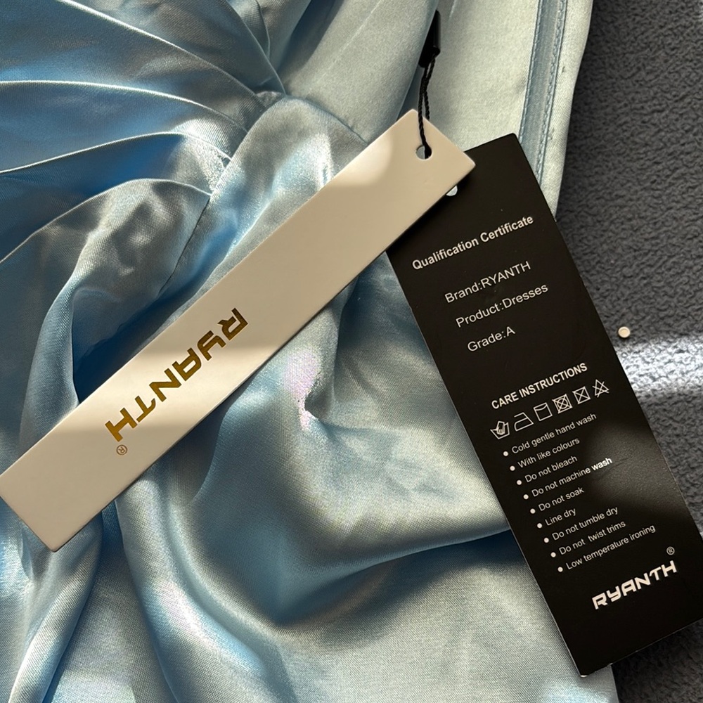 RYANTH Light Blue Satin Dress